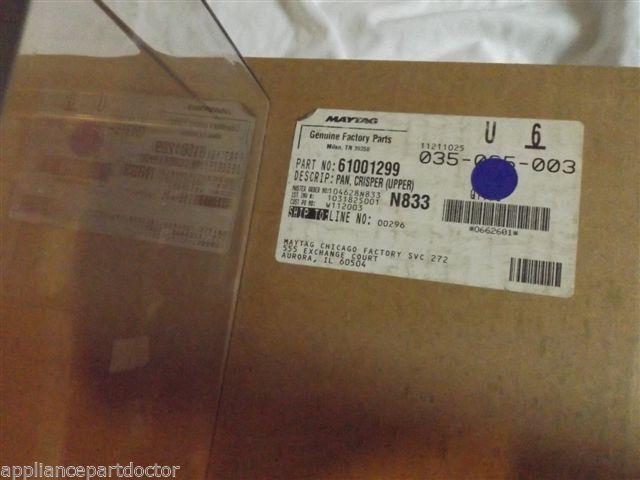 JENN AIR ADMIRAL REFRIGERATOR 61001299 Pan, Crisper (upper) NEW IN BOX JENN AIR ADMIRAL REFRIGERATOR 61001299 Pan, Crisper (upper) NEW IN BOX